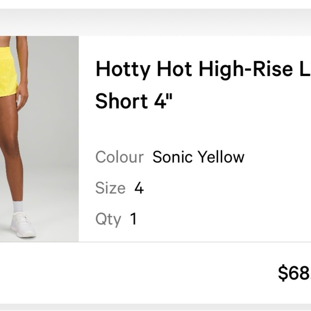Lululemon Athletica Yellow Athletic Shorts